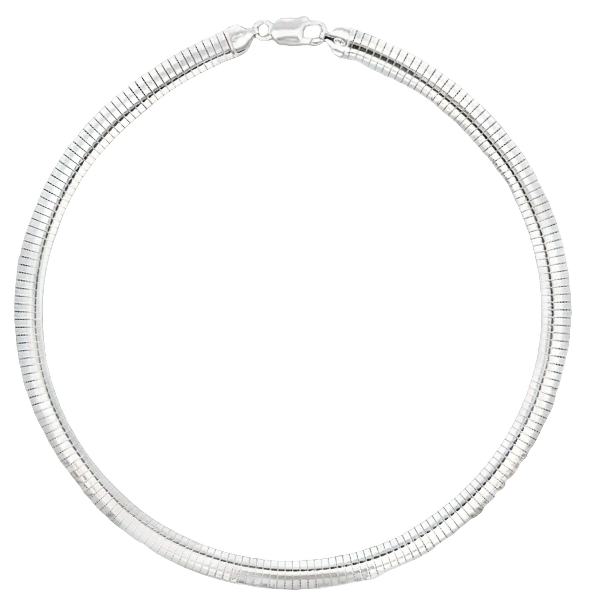 Silver 8mm Omega Link Collar Necklace Gardiner Brothers