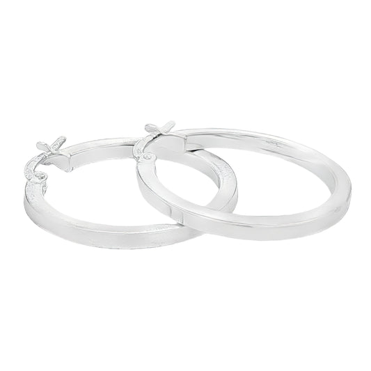 Silver Square profile Hoop Earrings Gardiner Brothers
