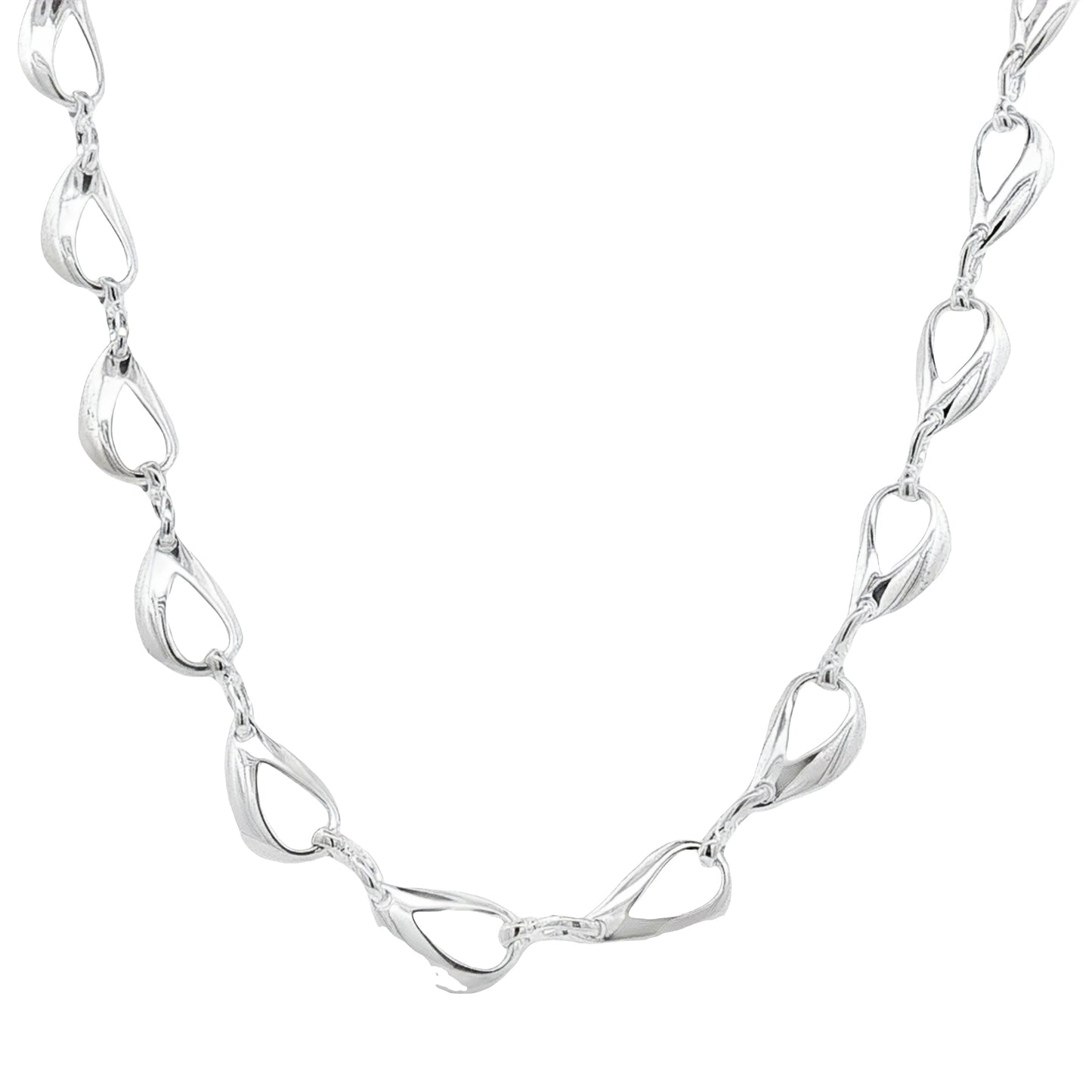 Silver Open TearDrop Link Necklace Gardiner Brothers