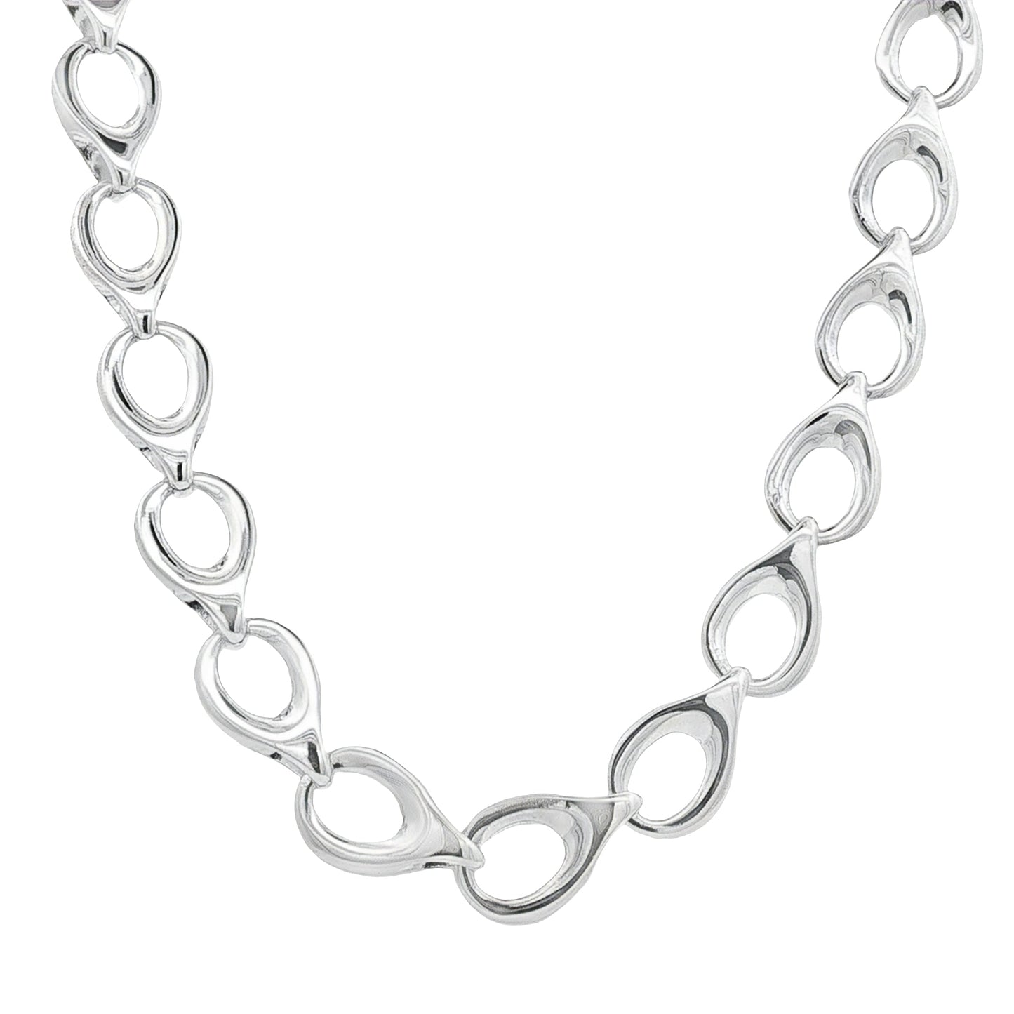 Silver Open TearDrop Link Necklace Gardiner Brothers