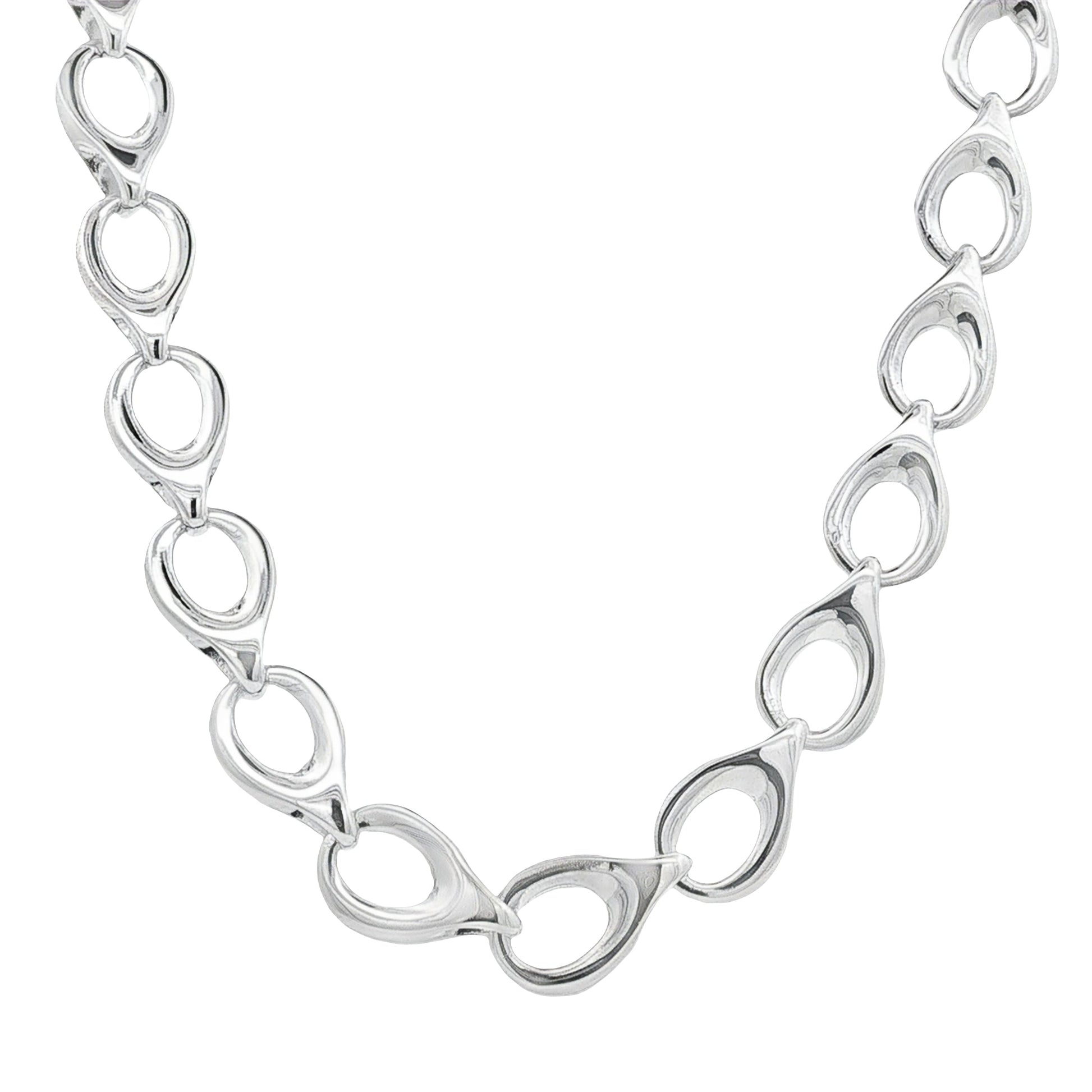 Silver Open TearDrop Link Necklace Gardiner Brothers
