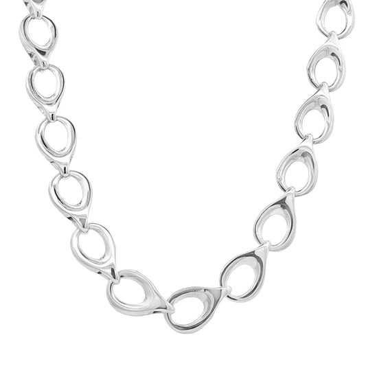 Silver Open TearDrop Link Necklace Gardiner Brothers