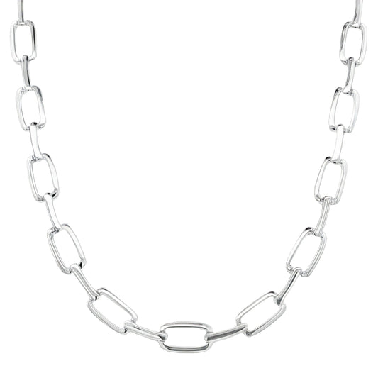 Silver Open Rectangle Bar Link Necklace Gardiner Brothers