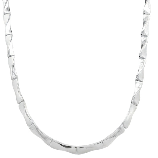 Silver Polished Brick Link Necklace Gardiner Brothers