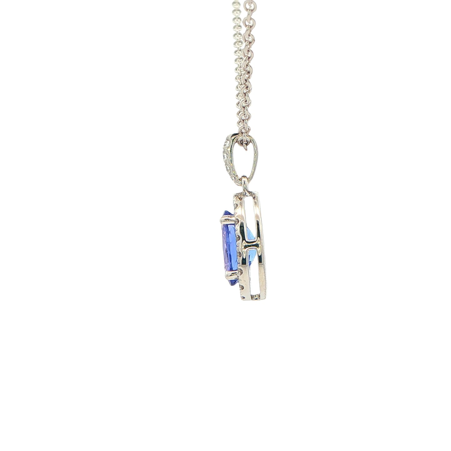 Tanzanite and diamond Halo Style Pendant Gardiner Brothers