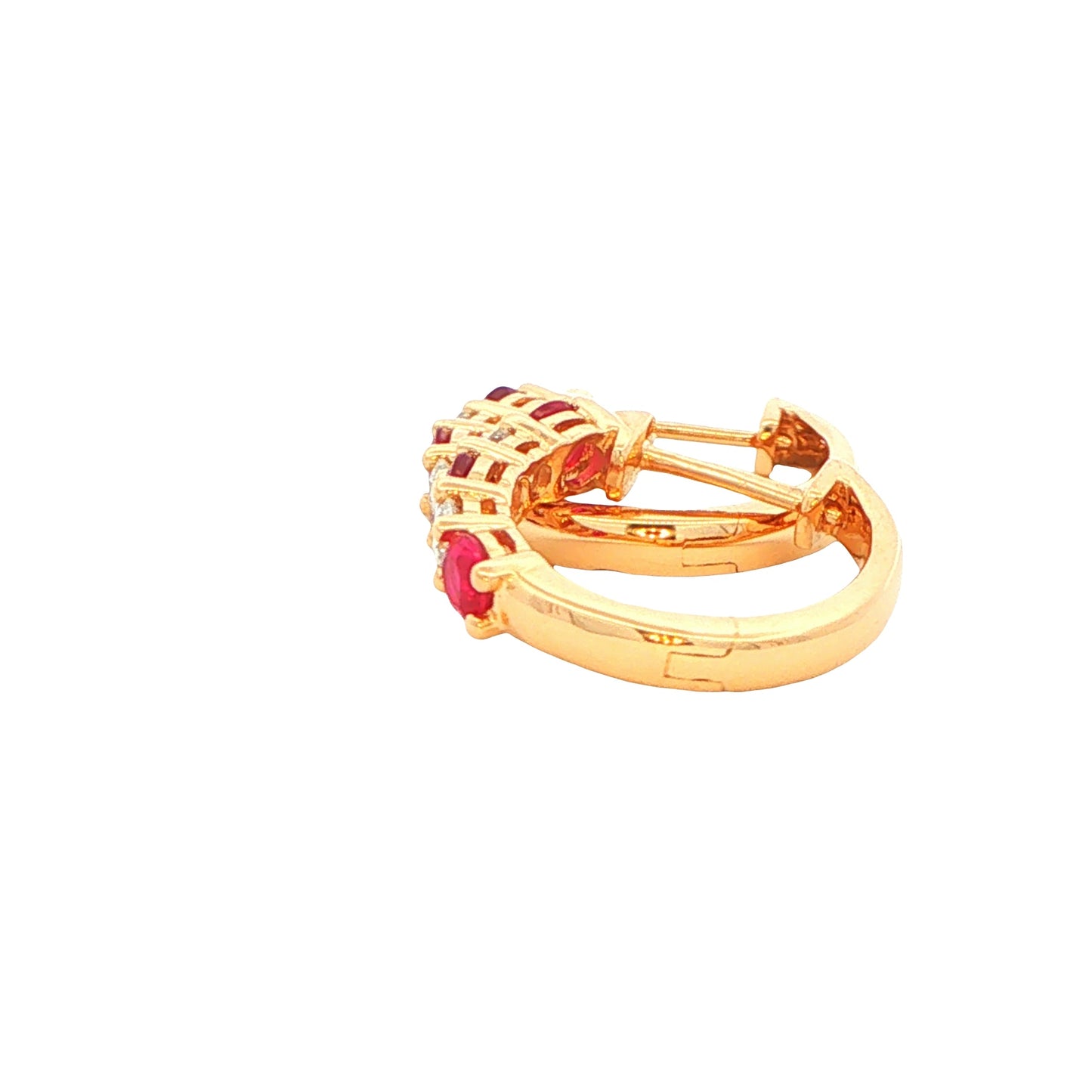 Ruby and Diamond Hoop Style Earrings Gardiner Brothers