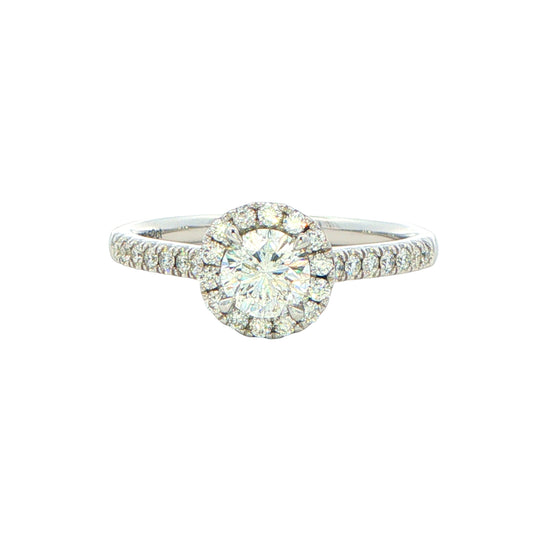 PLATINUM AURORA CUT DIAMOND HALO STYLE RING - 0.82CTS Gardiner Brothers