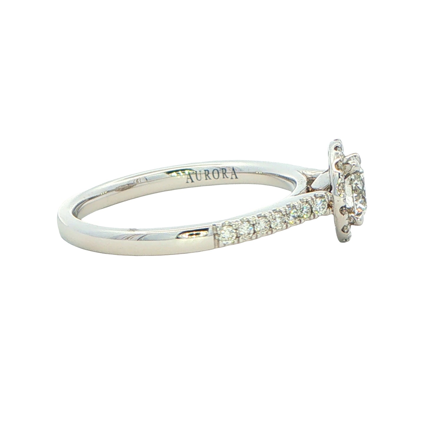 PLATINUM AURORA CUT DIAMOND HALO STYLE RING - 0.82CTS Gardiner Brothers