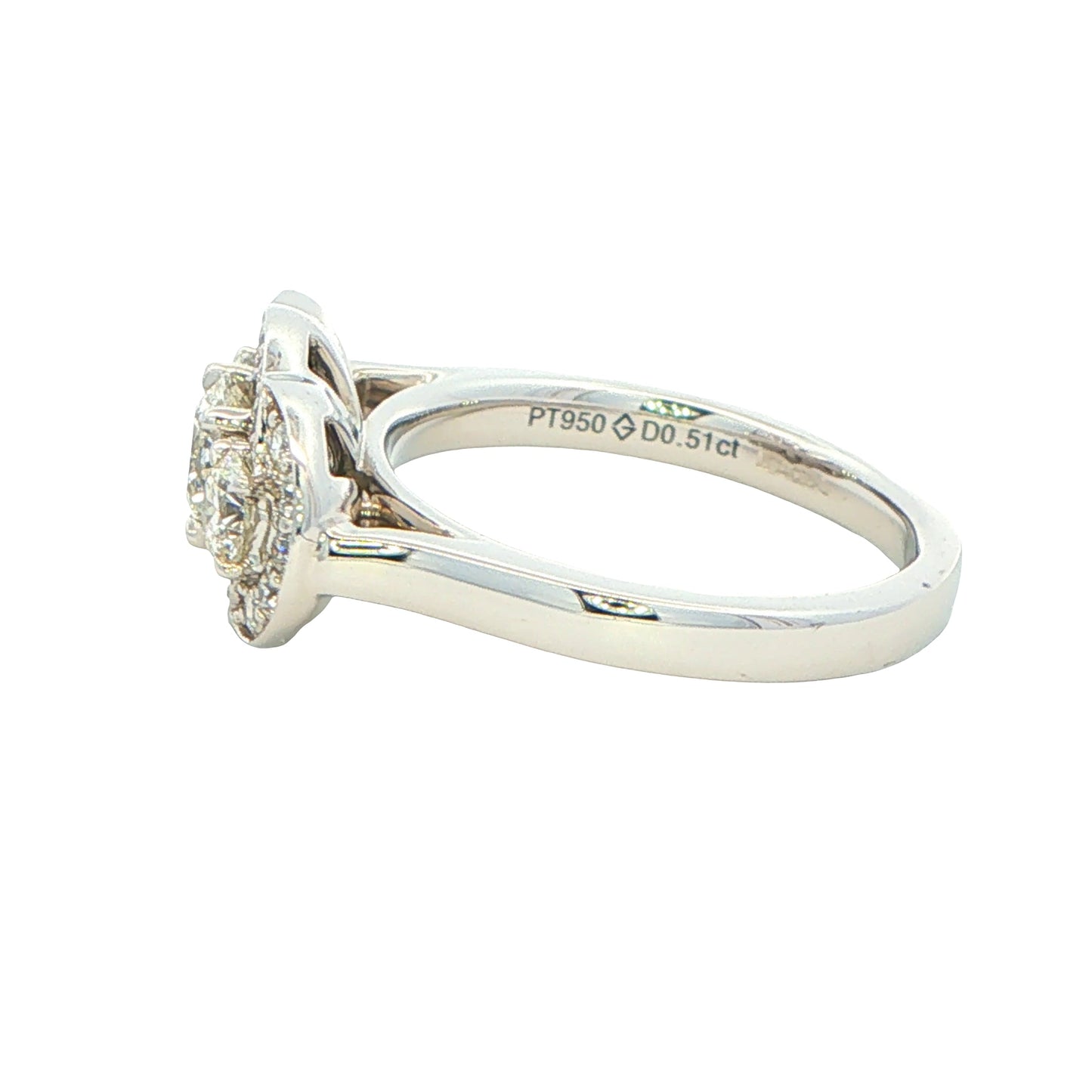 Platinum Aurora Cut Diamond 3 Stone Halo Style Ring - 1.20cts Gardiner Brothers