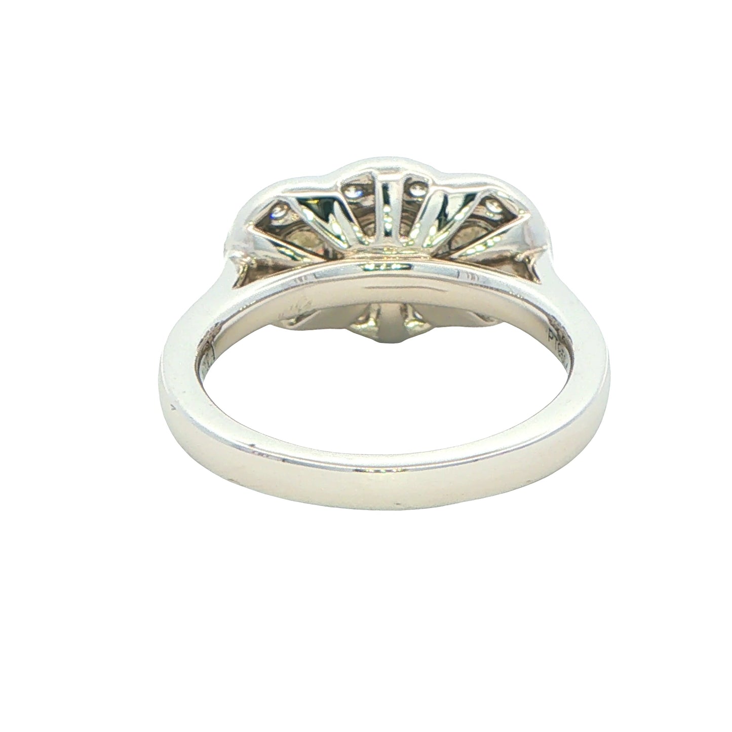 Platinum Aurora Cut Diamond 3 Stone Halo Style Ring - 1.20cts Gardiner Brothers