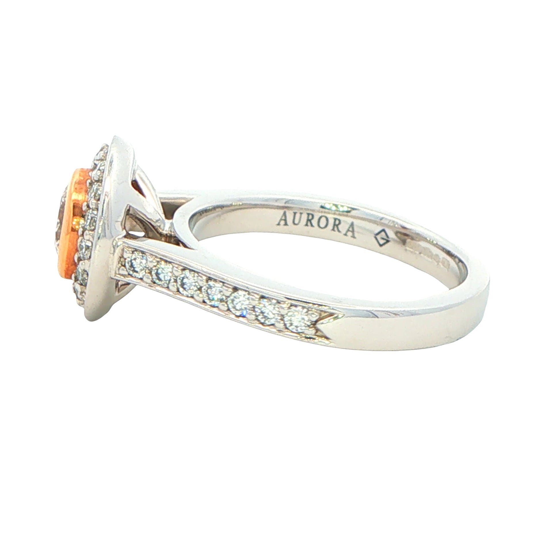 Platinum and Rose Gold Aurora Diamond set in a Halo Style Ring - 1.00cts Gardiner Brothers