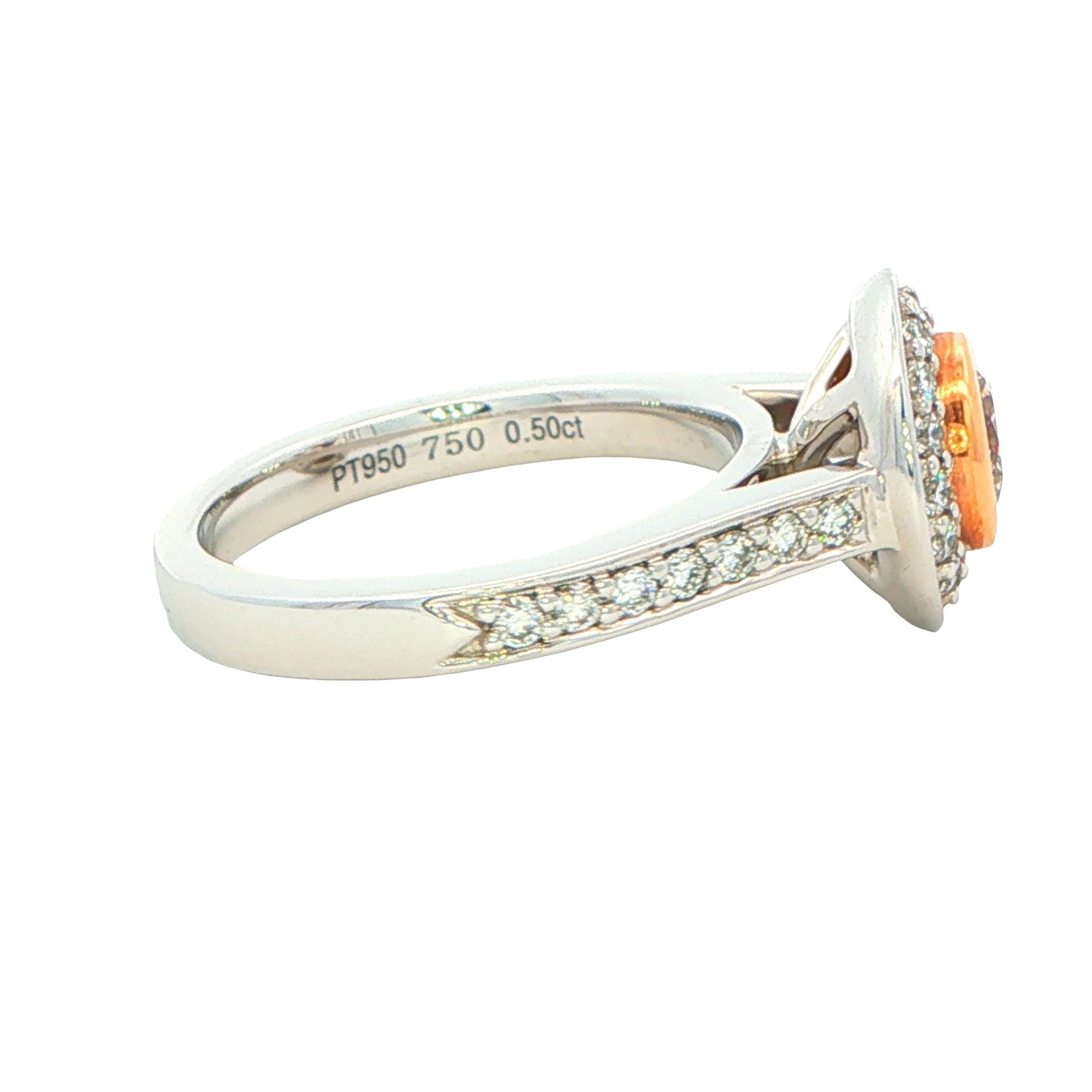 Platinum and Rose Gold Aurora Diamond set in a Halo Style Ring - 1.00cts Gardiner Brothers