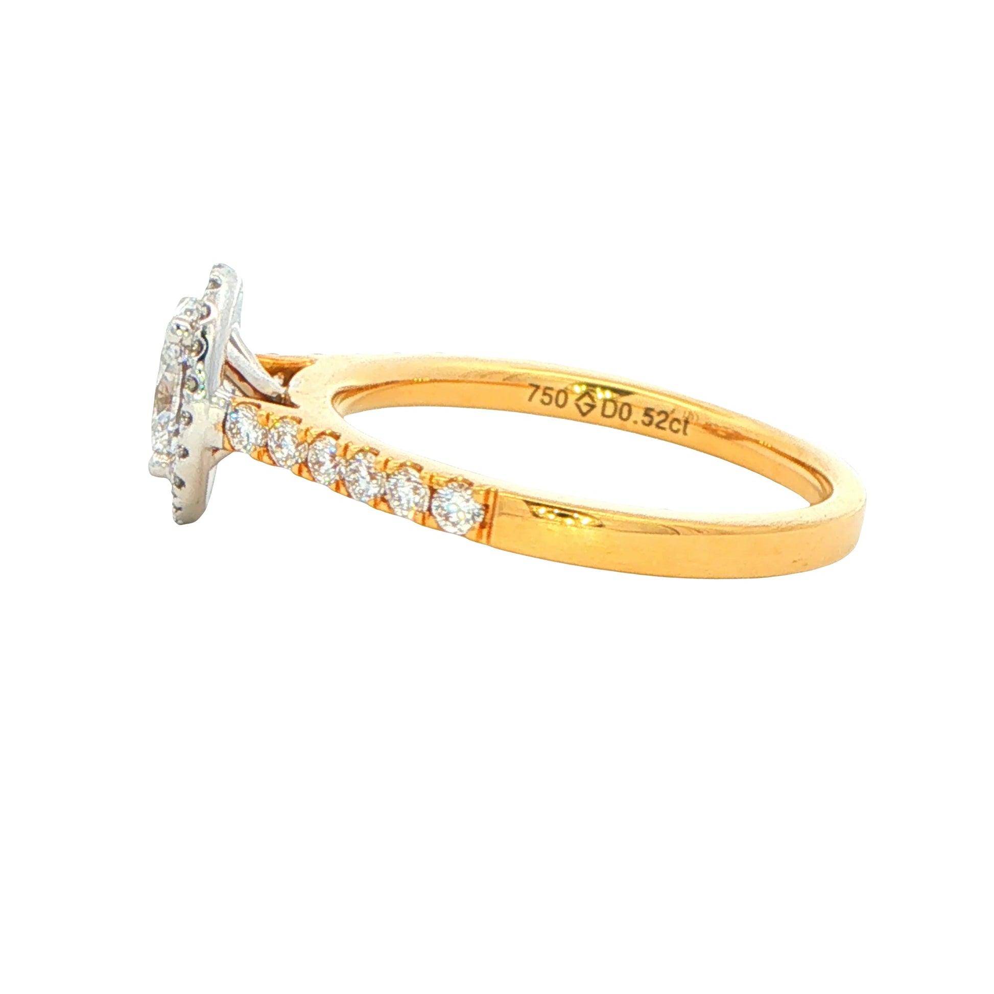 Yellow Gold Oval Shaped Aurora Diamond Halo Ring - 0.88cts Gardiner Brothers