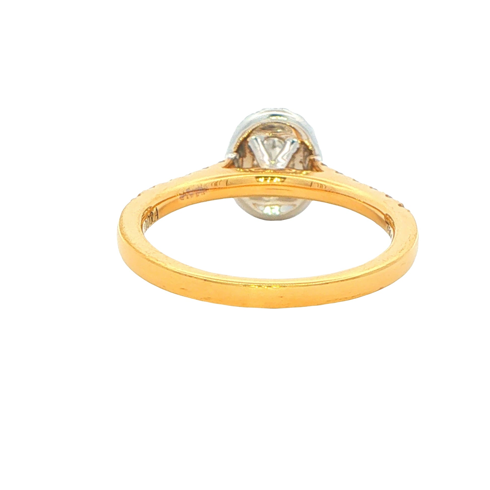 Yellow Gold Oval Shaped Aurora Diamond Halo Ring - 0.88cts Gardiner Brothers