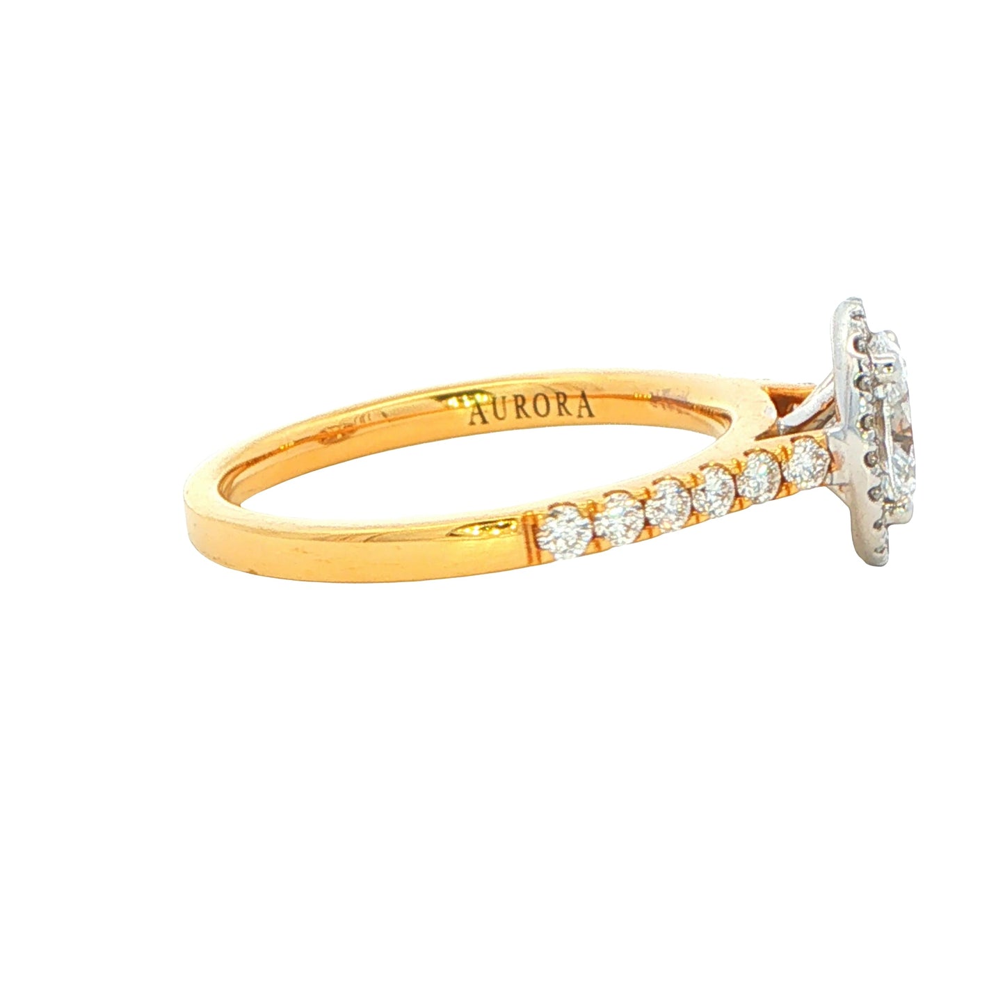 Yellow Gold Oval Shaped Aurora Diamond Halo Ring - 0.88cts Gardiner Brothers