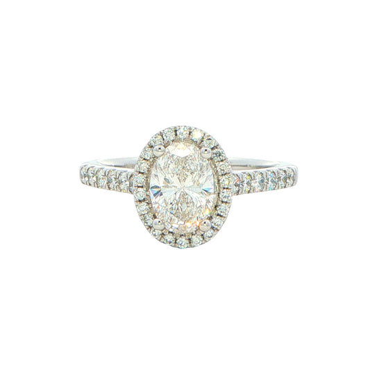 Platinum Aurora Oval Shaped Diamond Halo Ring - 1.27cts Gardiner Brothers