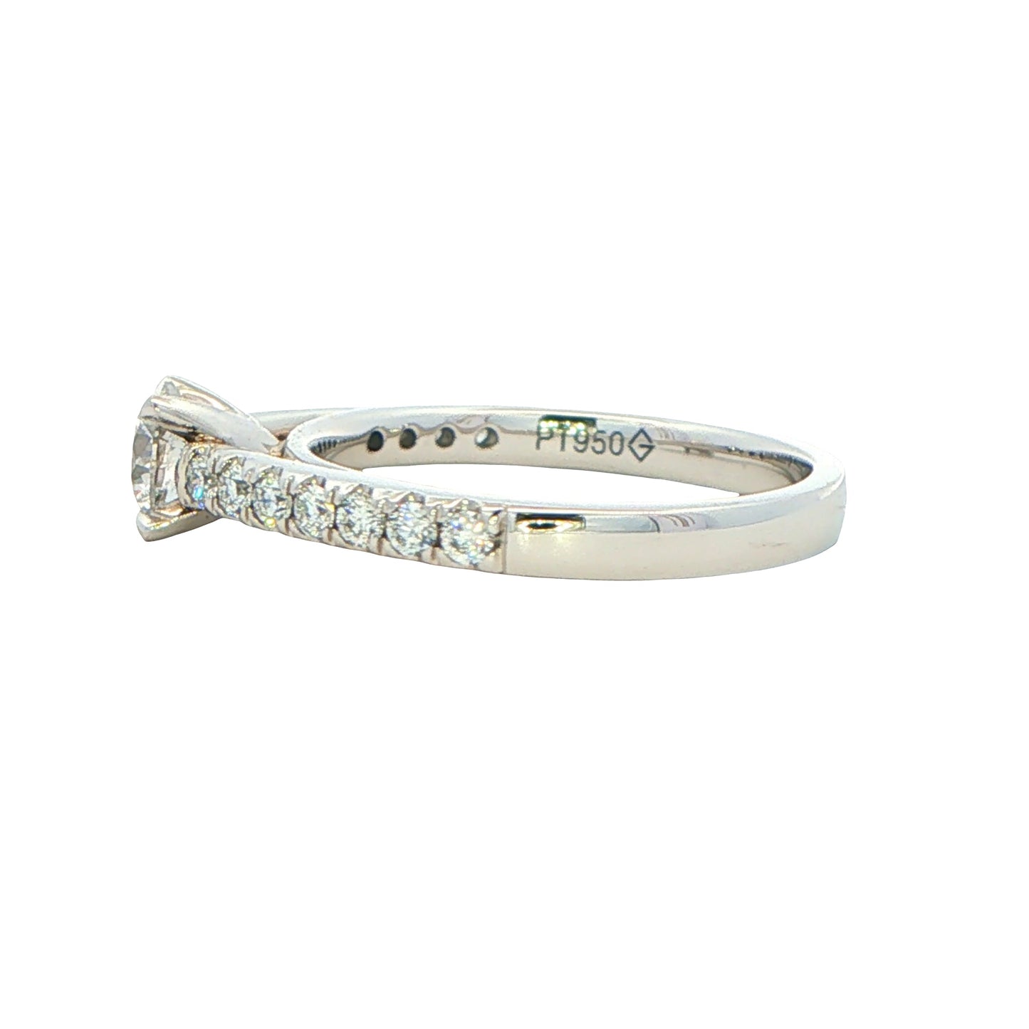Platinum Aurora Cut Diamond Solitaire Ring With Diamond Set Shoulders - 0.70cts Gardiner Brothers