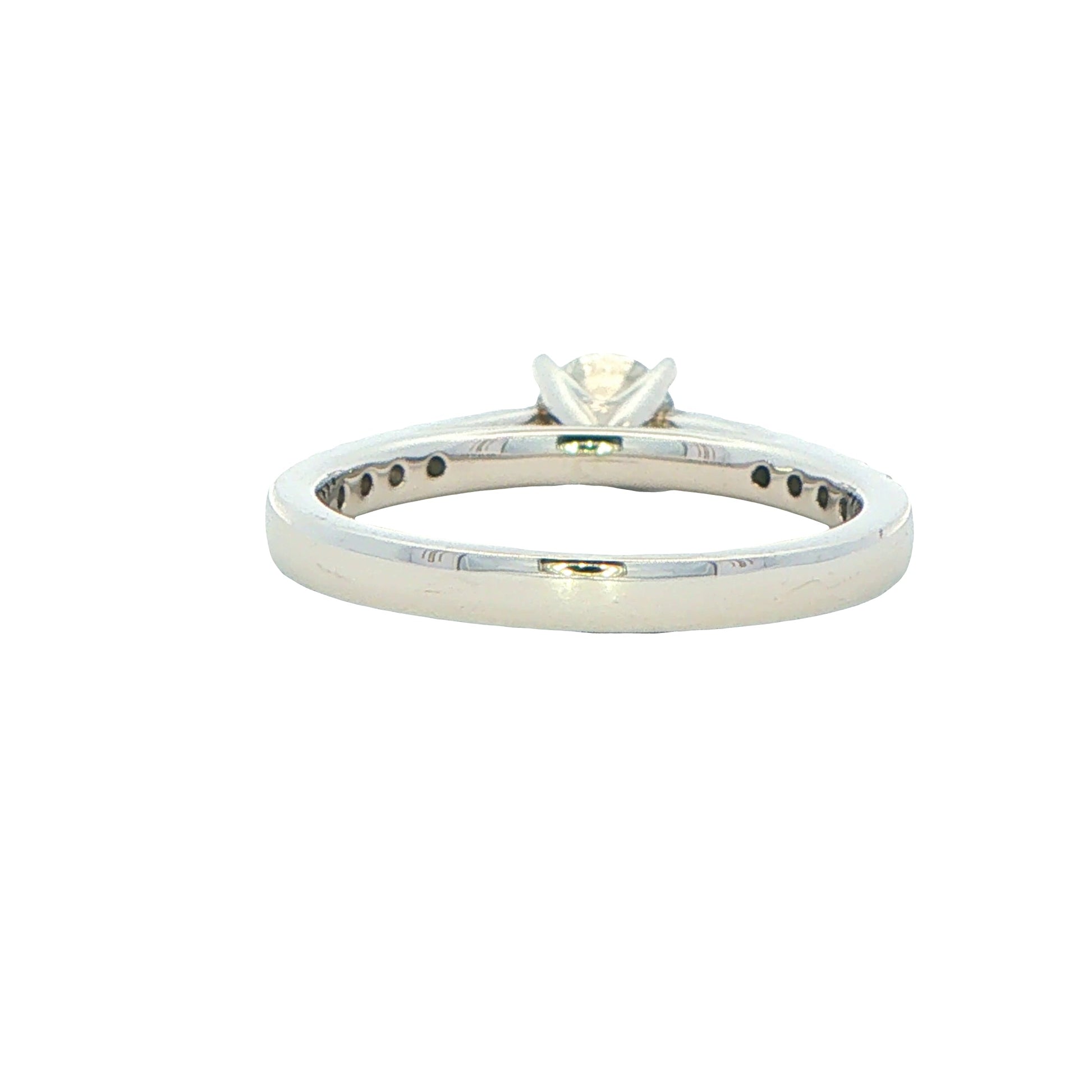 Platinum Aurora Cut Diamond Solitaire Ring With Diamond Set Shoulders - 0.70cts Gardiner Brothers