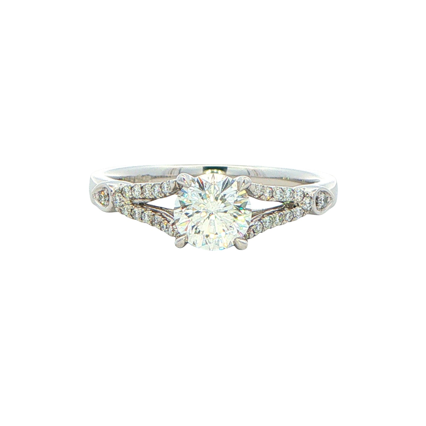 Platinum Aurora Cut Diamond Solitaire With Split Diamond Set Shoulders - 0.74cts Gardiner Brothers