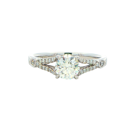 Platinum Aurora Cut Diamond Solitaire With Split Diamond Set Shoulders - 0.74cts Gardiner Brothers