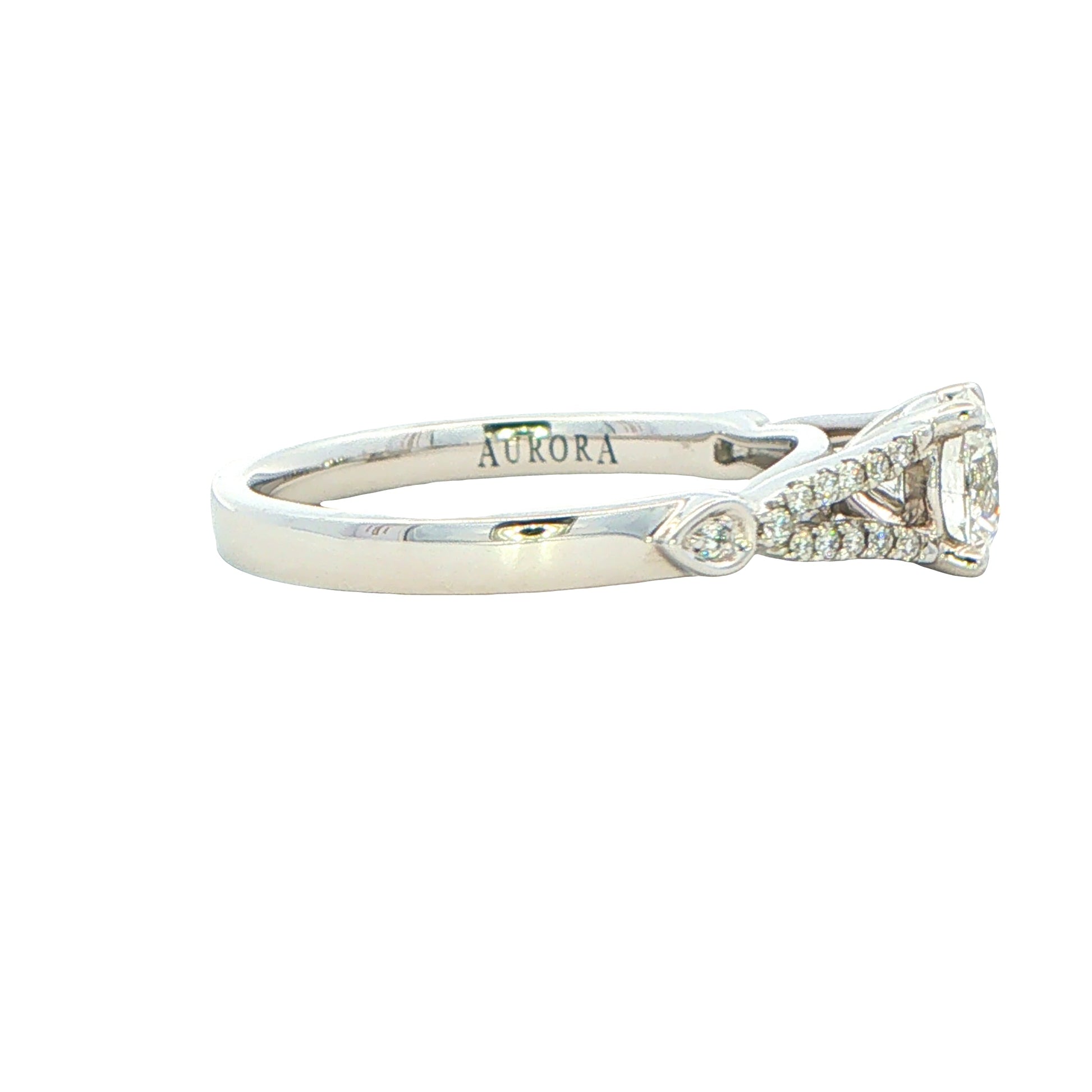 Platinum Aurora Cut Diamond Solitaire With Split Diamond Set Shoulders - 0.74cts Gardiner Brothers