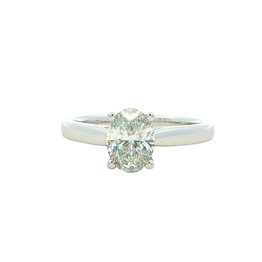Platinum Oval Shaped Aurora Cut Diamond Solitaire Ring - 0.90cts Gardiner Brothers