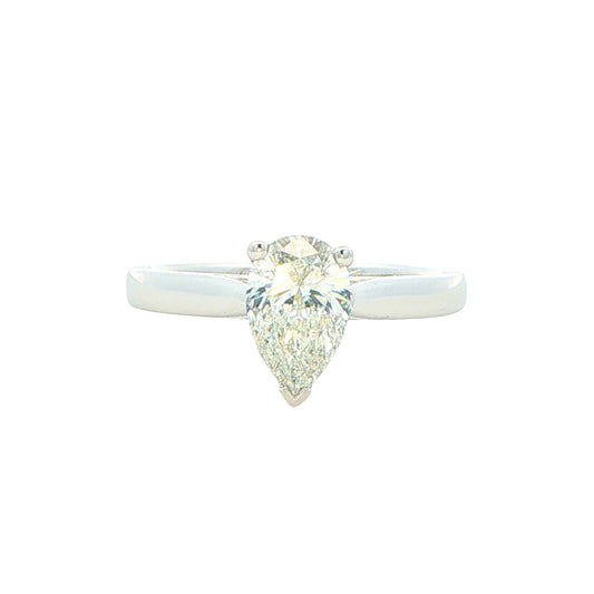Platinum Pear Shaped Aurora Cut Diamond Solitaire - 0.91cts Gardiner Brothers