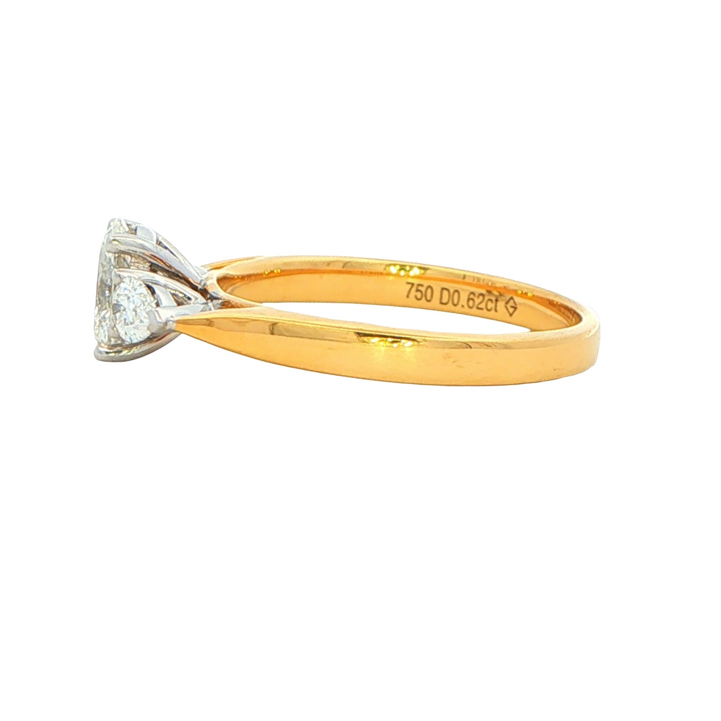 Yellow Gold Oval and Pear Shaped Aurora Diamond 3 Stone Ring - 1.02cts Gardiner Brothers