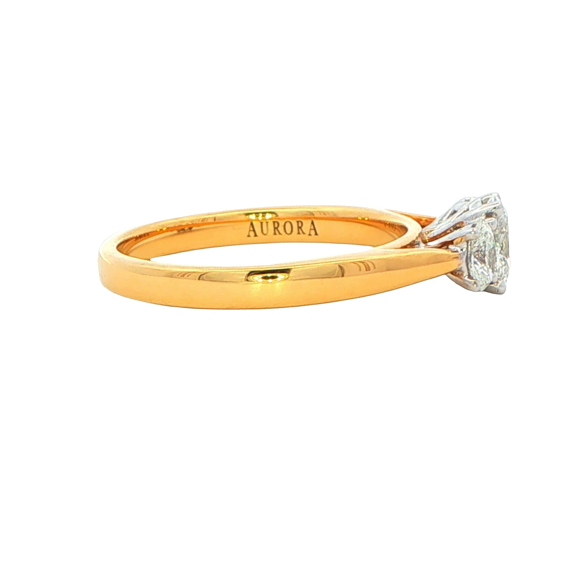 Yellow Gold Oval Aurora Cut Diamond 3 Stone Ring - 0.75cts Gardiner Brothers