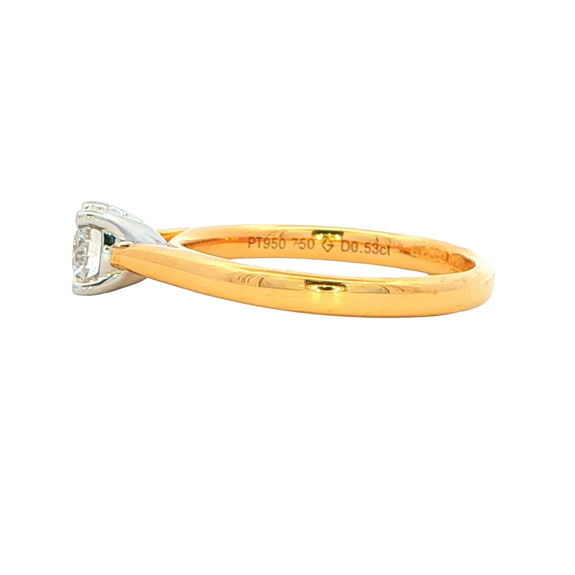 Yellow Gold Aurora Round Brilliant cut diamond solitaire ring - 0.53cts Gardiner Brothers
