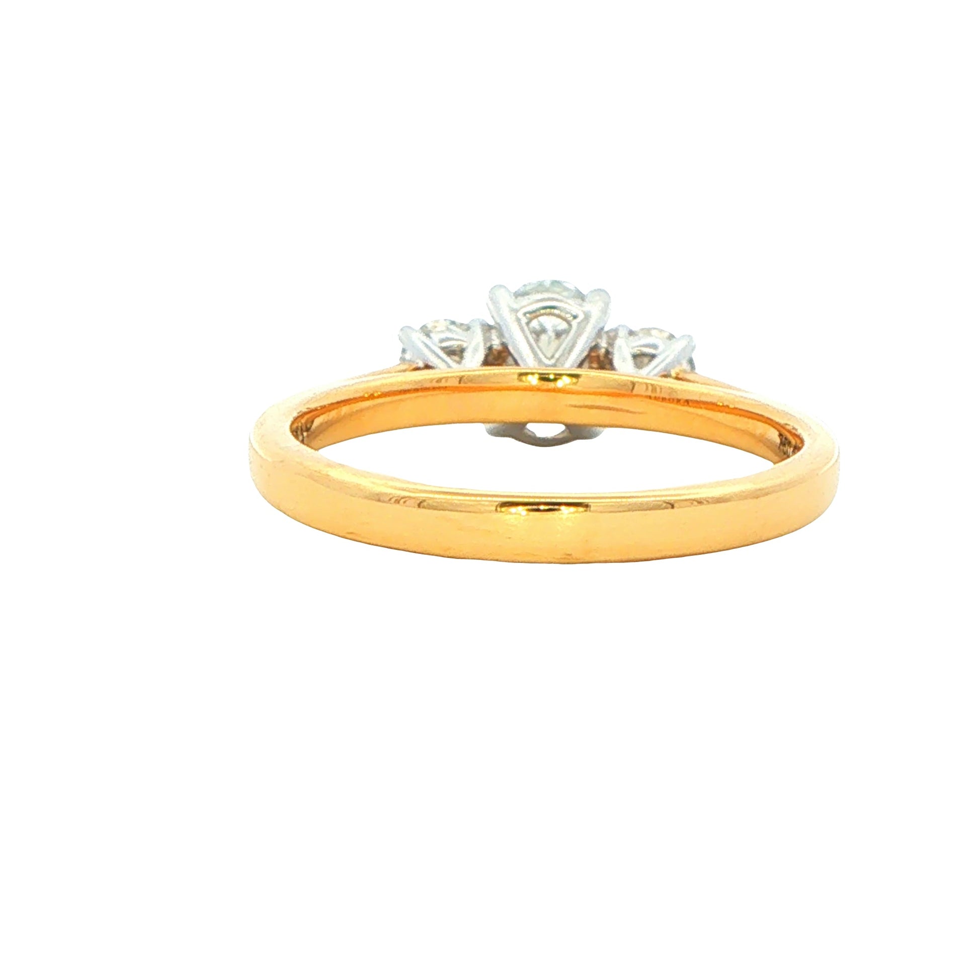 Yellow Gold Aurora cut Oval and round Diamond 3 Stone Ring - 0.85cts Gardiner Brothers