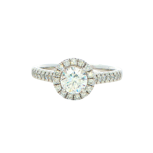 Platinum Aurora Cut Diamond Halo Ring - 0.91cts Gardiner Brothers