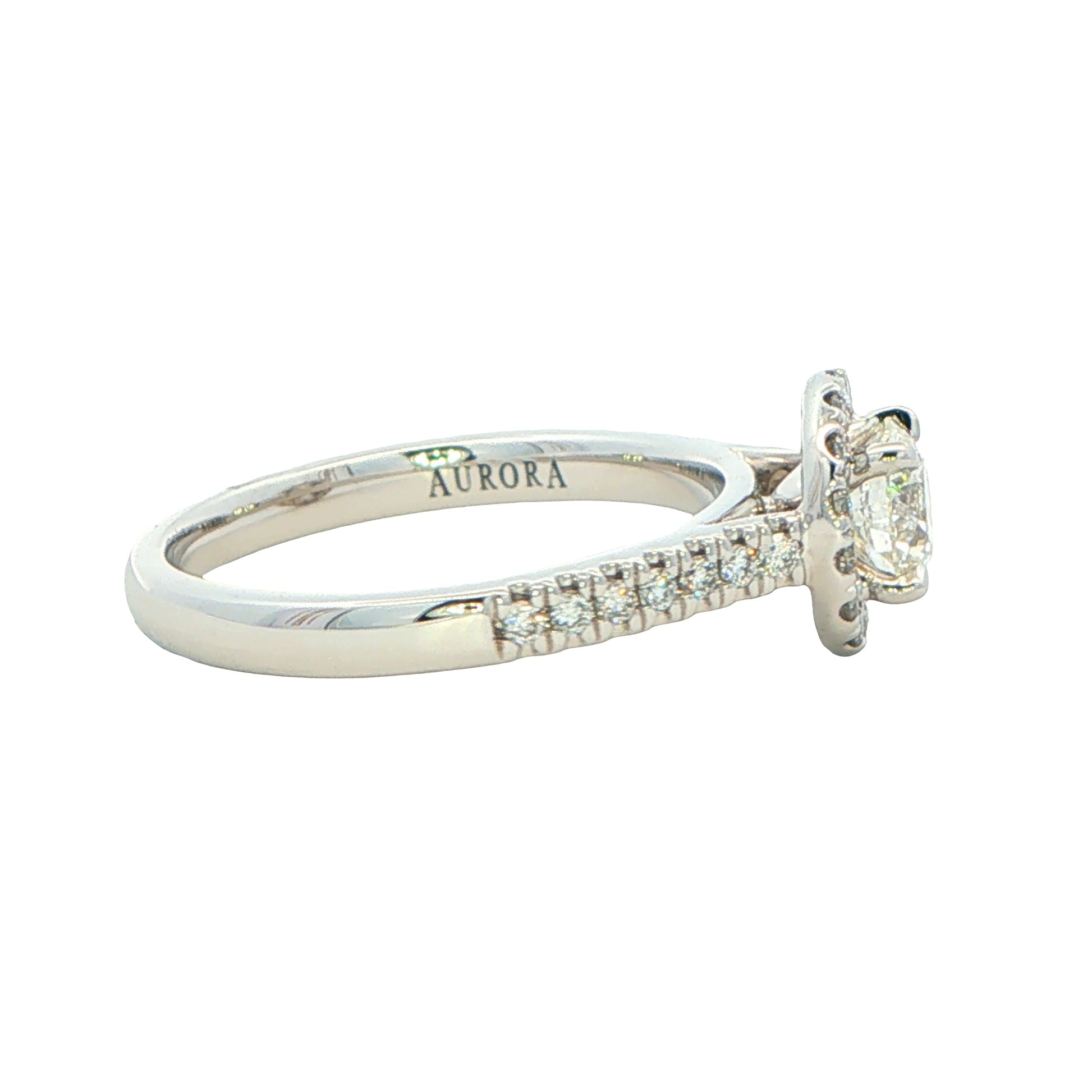 Platinum Aurora Cut Diamond Halo Ring - 0.91cts Gardiner Brothers