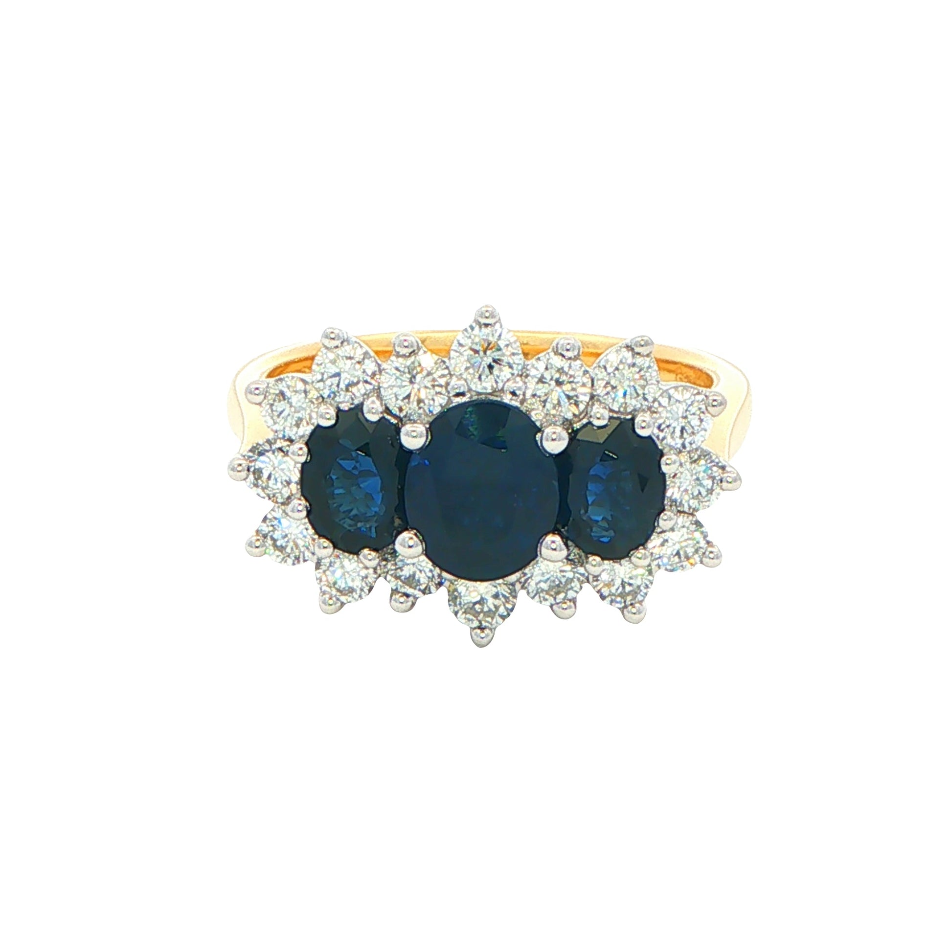 Oval Shaped Sapphire and Diamond Cluster Style Ring Gardiner Brothers