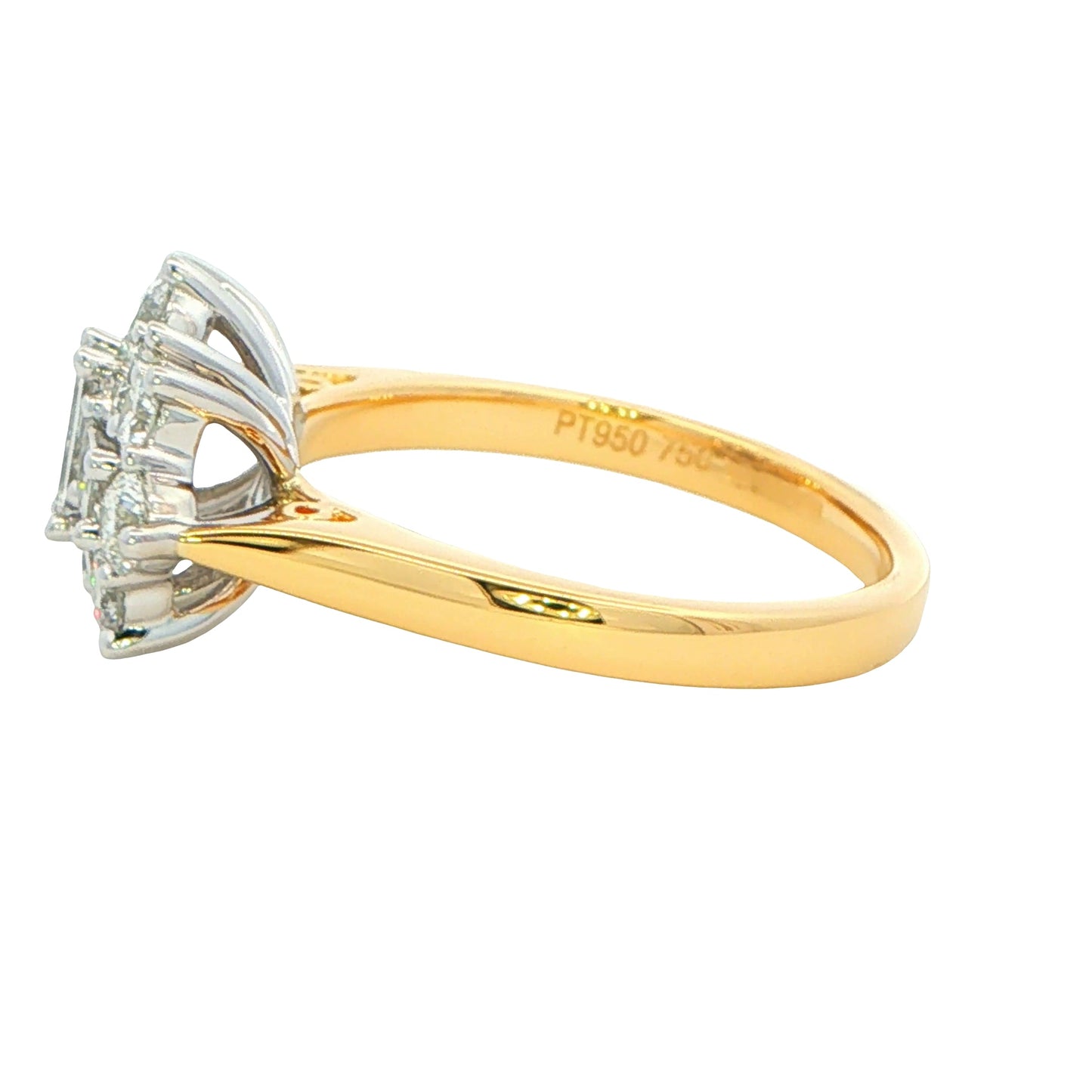 Yellow Gold Emerald and Round Brilliant Cut Diamond Cluster Ring - 2.10cts Gardiner Brothers