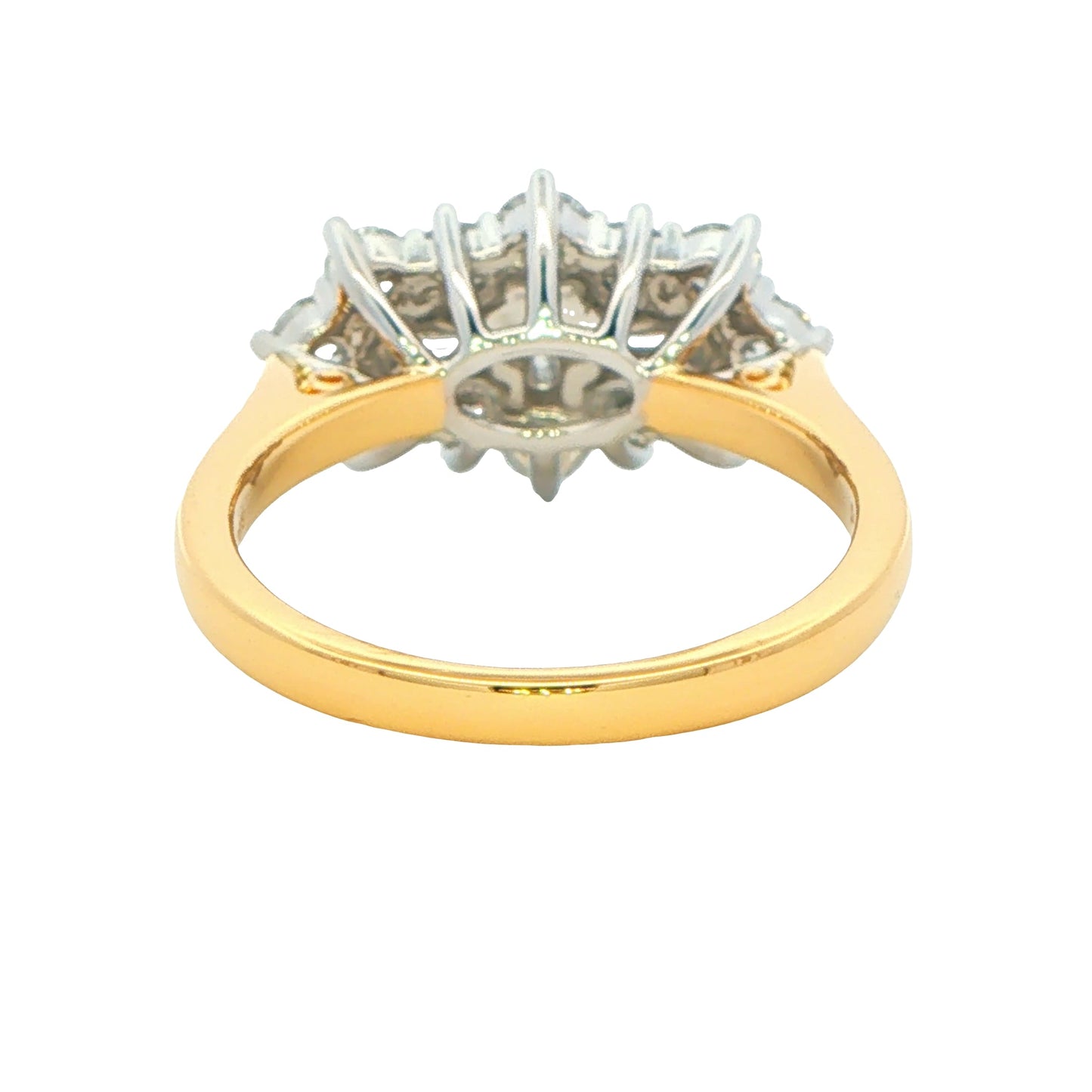 Yellow Gold Emerald and Round Brilliant Cut Diamond Cluster Ring - 2.10cts Gardiner Brothers