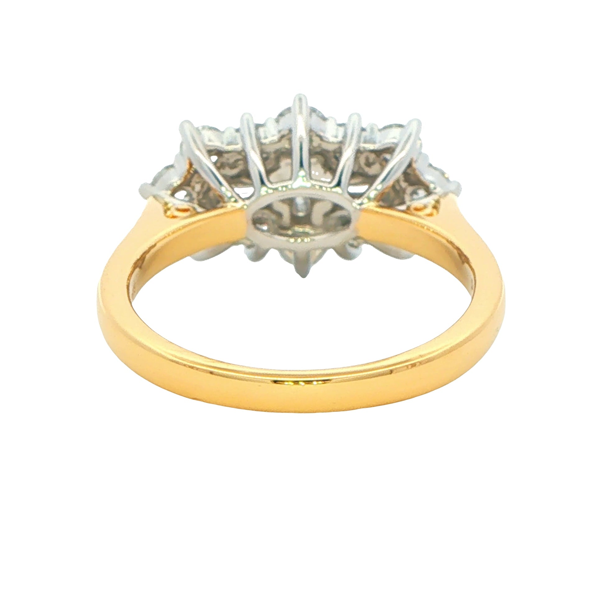 Yellow Gold Emerald and Round Brilliant Cut Diamond Cluster Ring - 2.10cts Gardiner Brothers