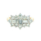 Yellow Gold Emerald and Round Brilliant Cut Diamond Cluster Ring - 2.10cts Gardiner Brothers