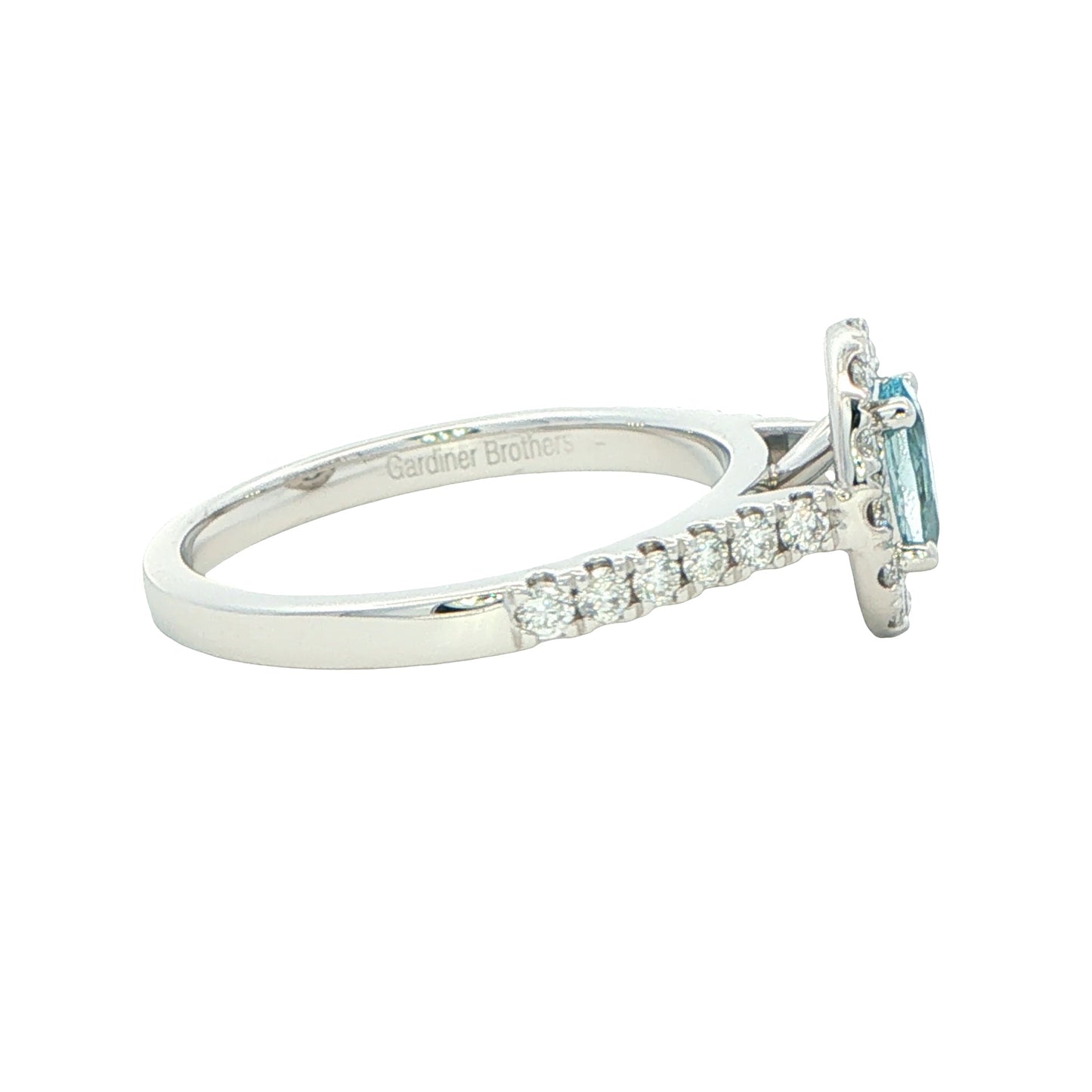 Aquamarine and Diamond Halo Style Ring Gardiner Brothers