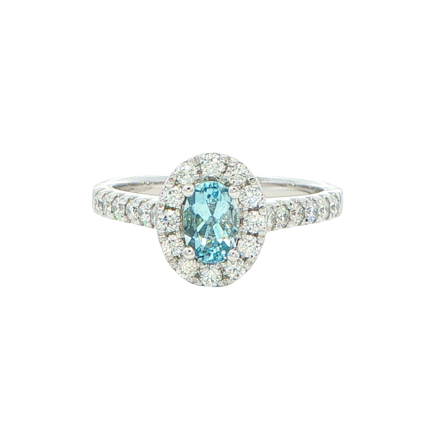 Aquamarine and Diamond Halo Style Ring Gardiner Brothers