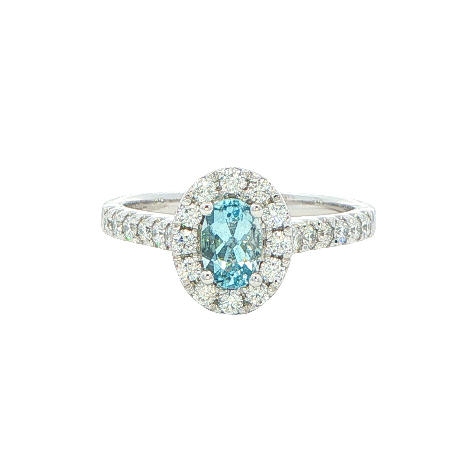 Aquamarine and Diamond Halo Style Ring Gardiner Brothers