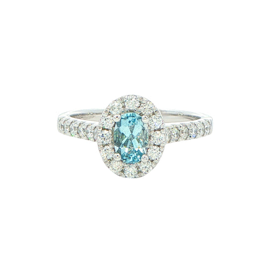 Aquamarine and Diamond Halo Style Ring Gardiner Brothers