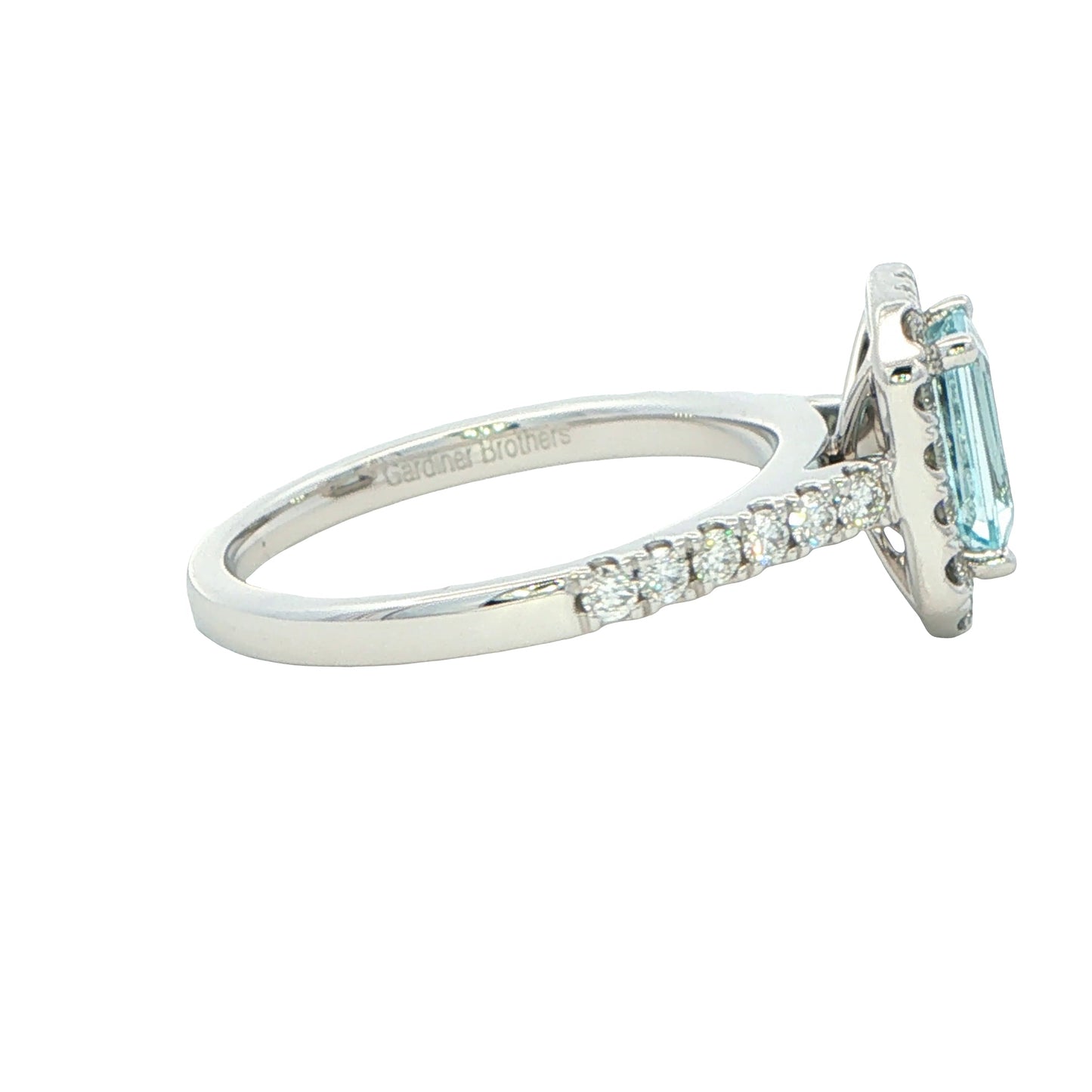 Aquamarine and Diamond Halo Style Ring Gardiner Brothers