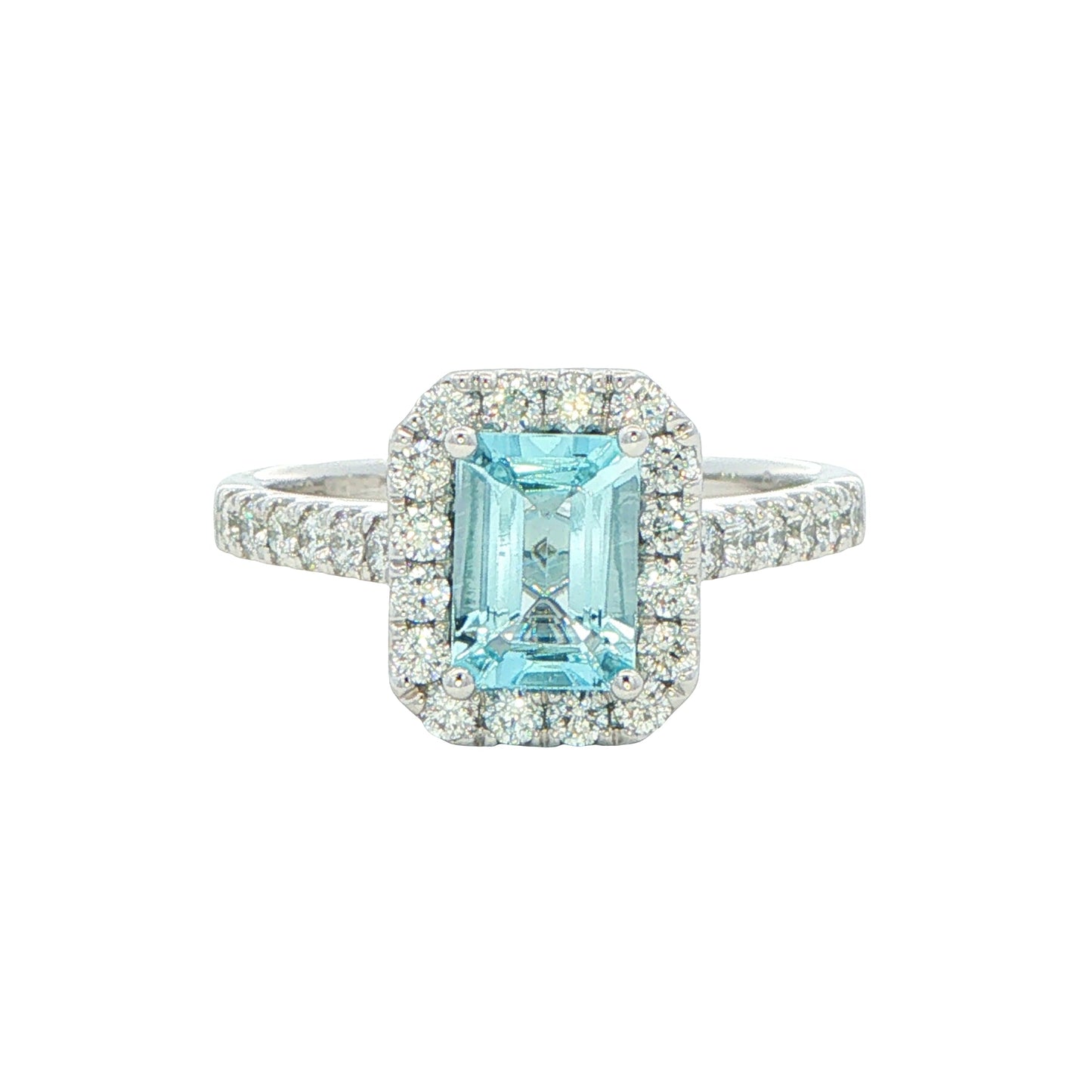 Aquamarine and Diamond Halo Style Ring Gardiner Brothers