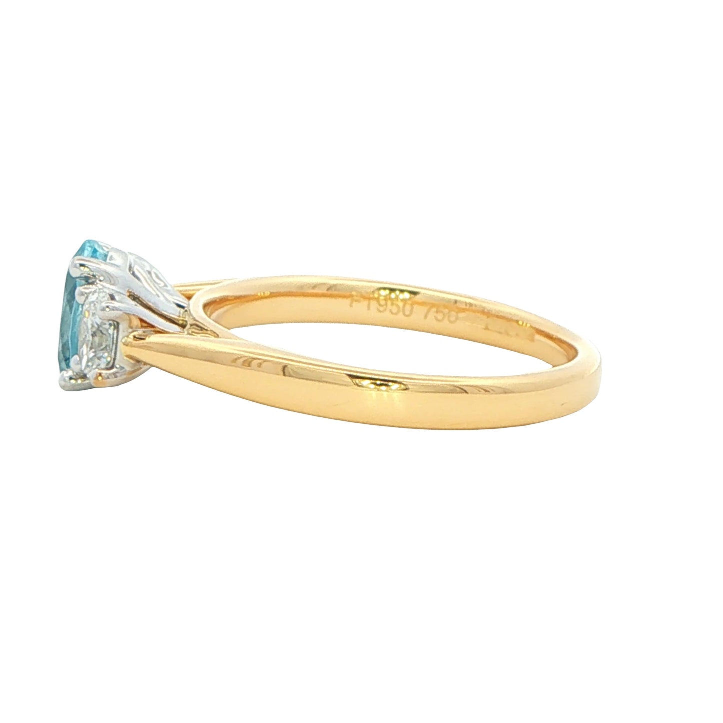 Aquamarine and diamond oval shaped 3 stone ring Gardiner Brothers