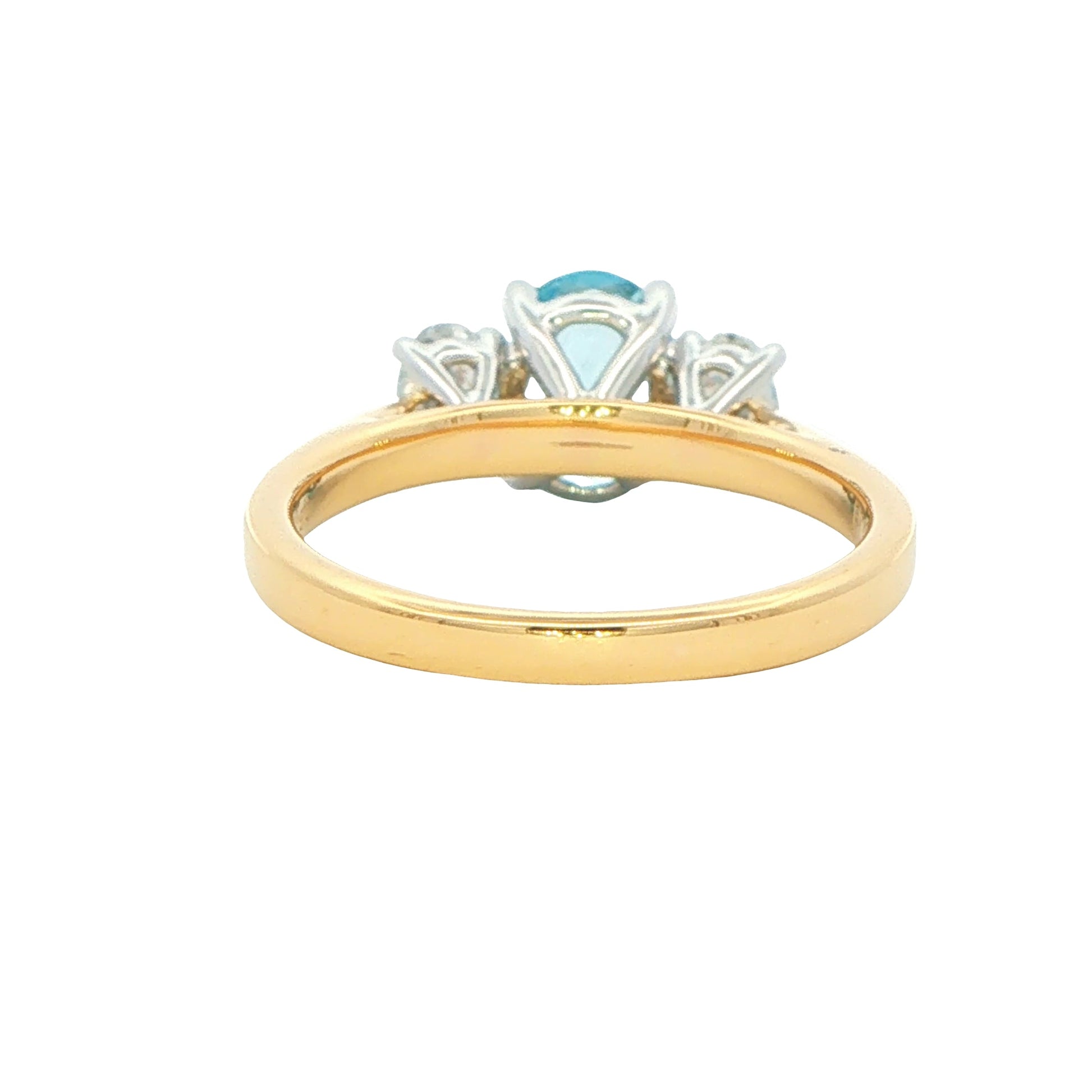 Aquamarine and diamond oval shaped 3 stone ring Gardiner Brothers