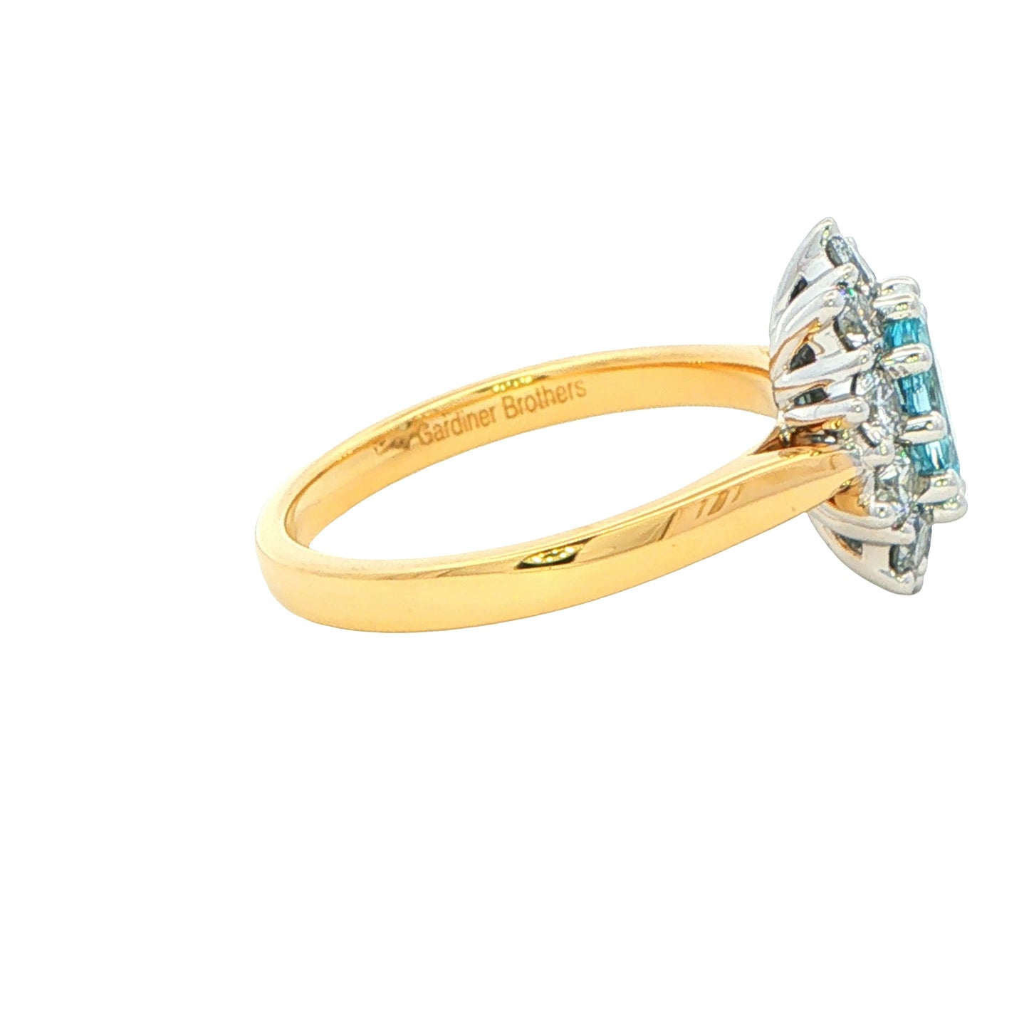 Aquamarine and Diamond Cluster Style Ring Gardiner Brothers
