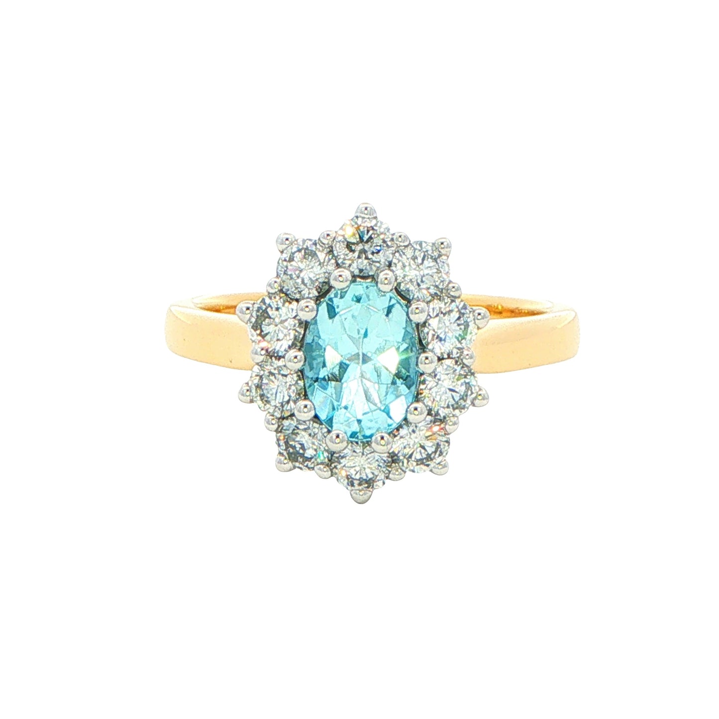 Aquamarine and Diamond Cluster Style Ring Gardiner Brothers