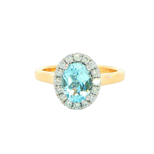 Aquamarine and Diamond Halo Style Ring Gardiner Brothers