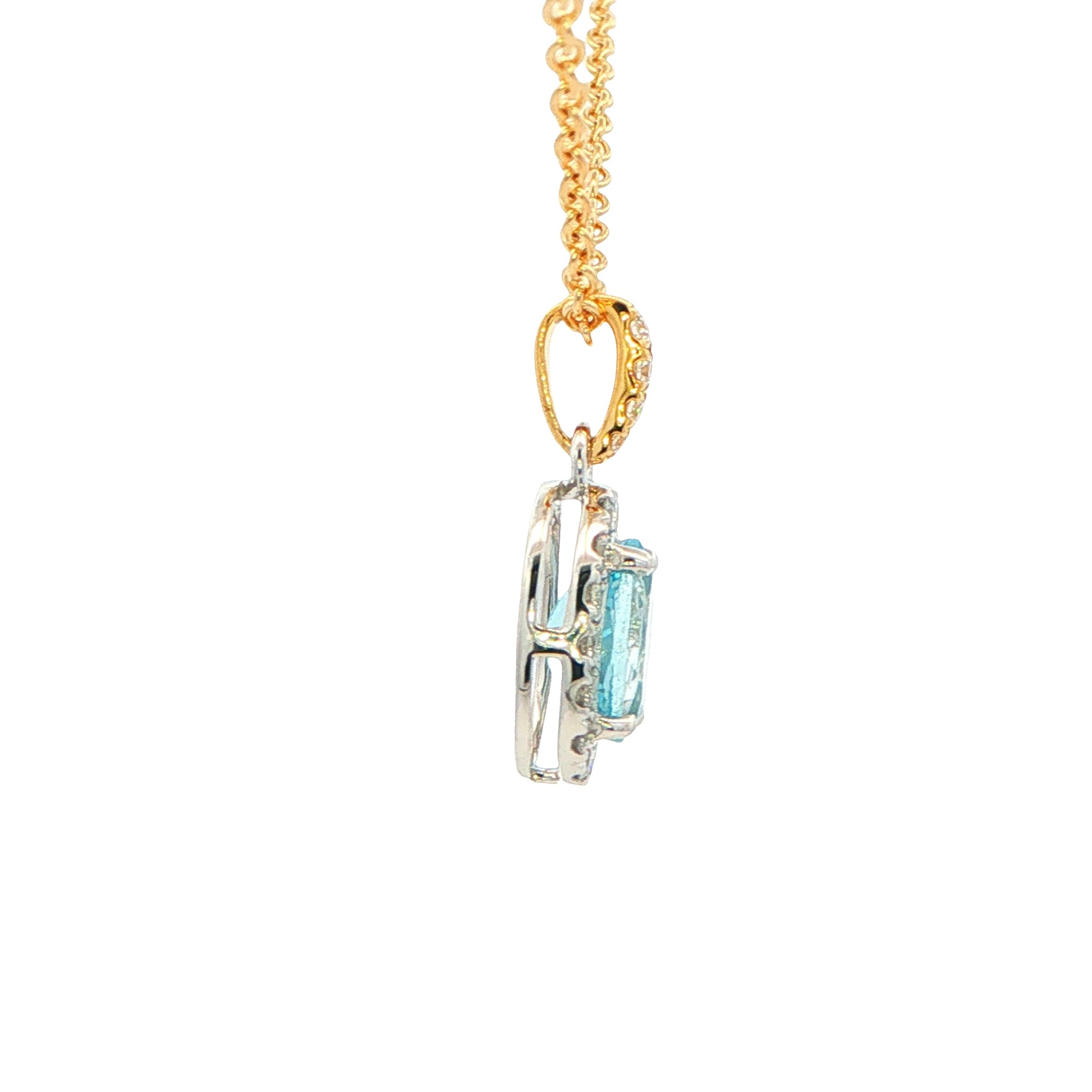 Aquamarine and Diamond Halo Style Pendant Gardiner Brothers